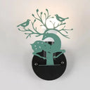 Sika Deer Wall Light With Bird Metal Accent - Ideal For Restaurant Or Cafe Kids Favorite! Green