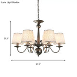 Silver/Blue/White Metal Hanging Light With Curving Arm - Rustic Pendant Chandelier (6 Lights) And