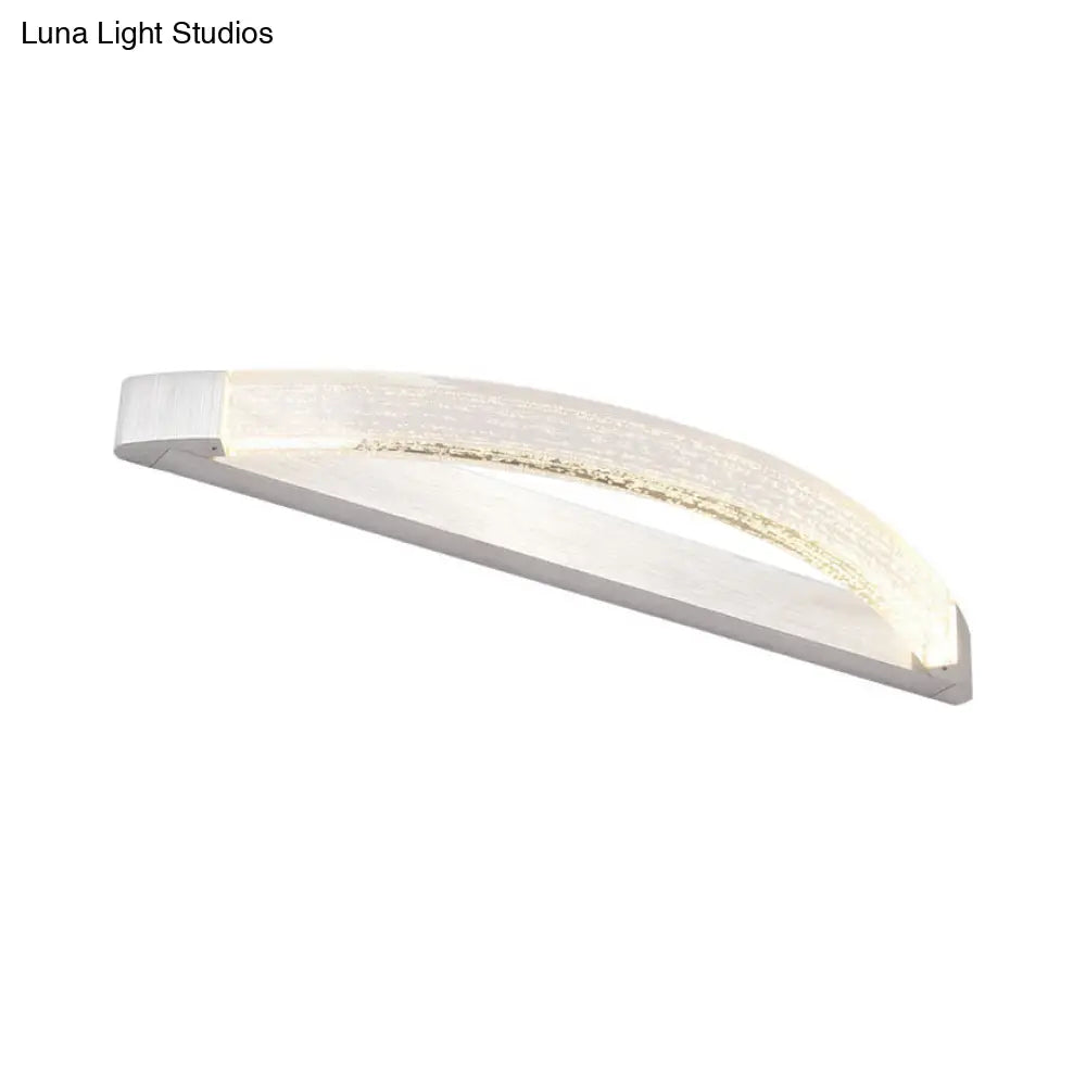 Silver Bow-Shaped Led Wall Mount Vanity Light With Bubble Crystal Accent Natural 12.5/16.5/20 Wide
