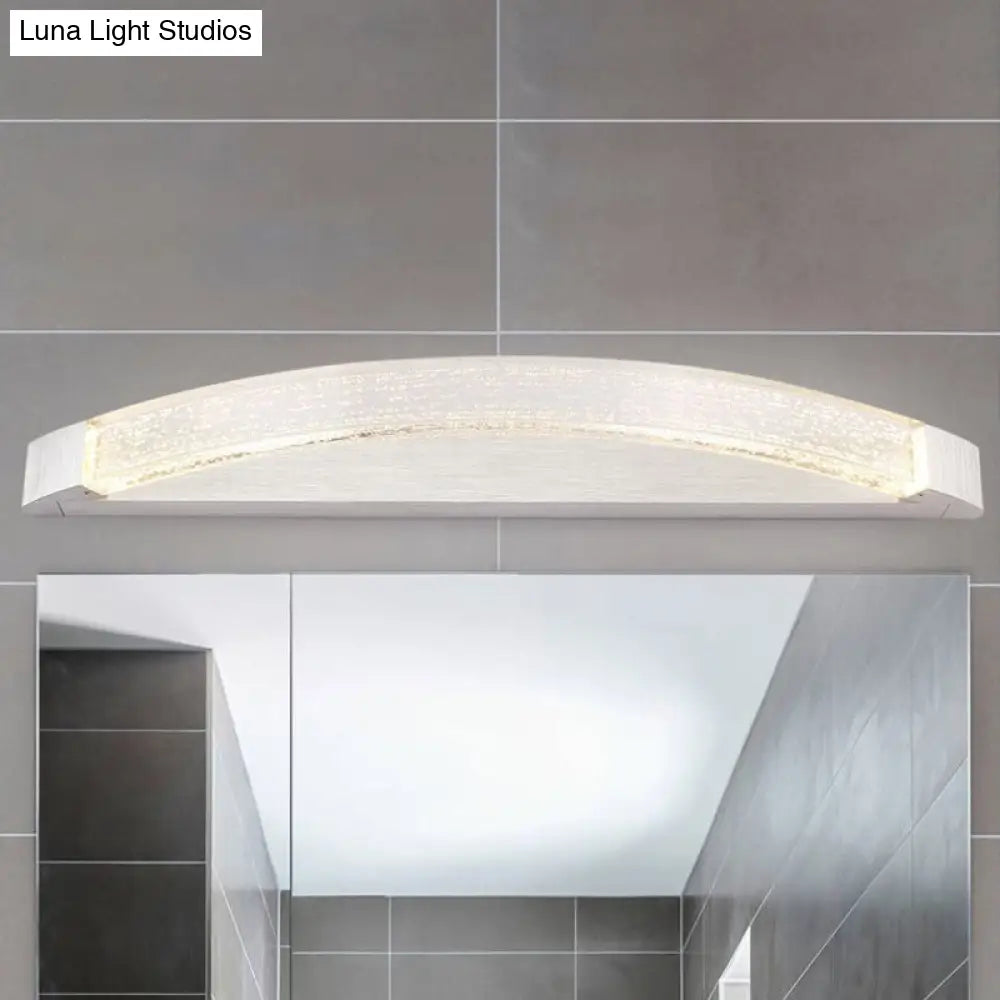 Silver Bow-Shaped Led Wall Mount Vanity Light With Bubble Crystal Accent Natural 12.5/16.5/20 Wide