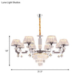 Silver Ceiling Lamp With Clear Crystal Traditional Pendant Chandelier 6/8 Cylindrical Bulbs