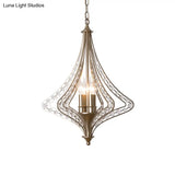 Silver Crystal Diamond Chandelier Pendant Light - Minimalist 4-Head Living Room Hanging Lamp