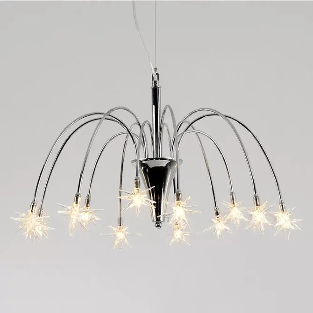 Silver Finish Firework Pendant Chandelier - Metal Romantic Pretty Ideal For Dining Room 12 /