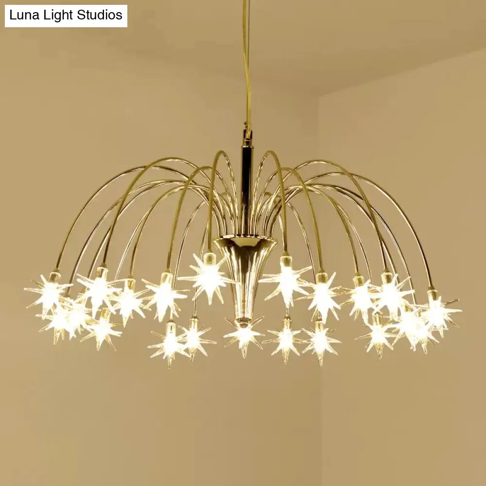 Silver Finish Firework Pendant Chandelier - Metal Romantic Pretty Ideal For Dining Room