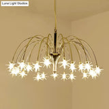 Silver Finish Firework Pendant Chandelier - Metal Romantic Pretty Ideal For Dining Room