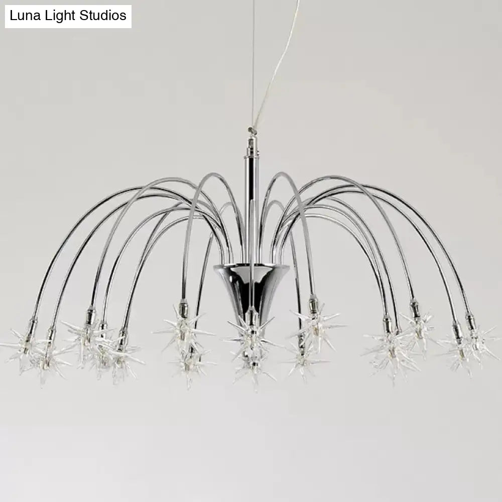 Silver Finish Firework Pendant Chandelier - Metal Romantic Pretty Ideal For Dining Room