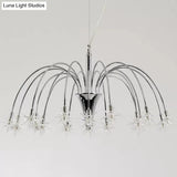Silver Finish Firework Pendant Chandelier - Metal Romantic Pretty Ideal For Dining Room