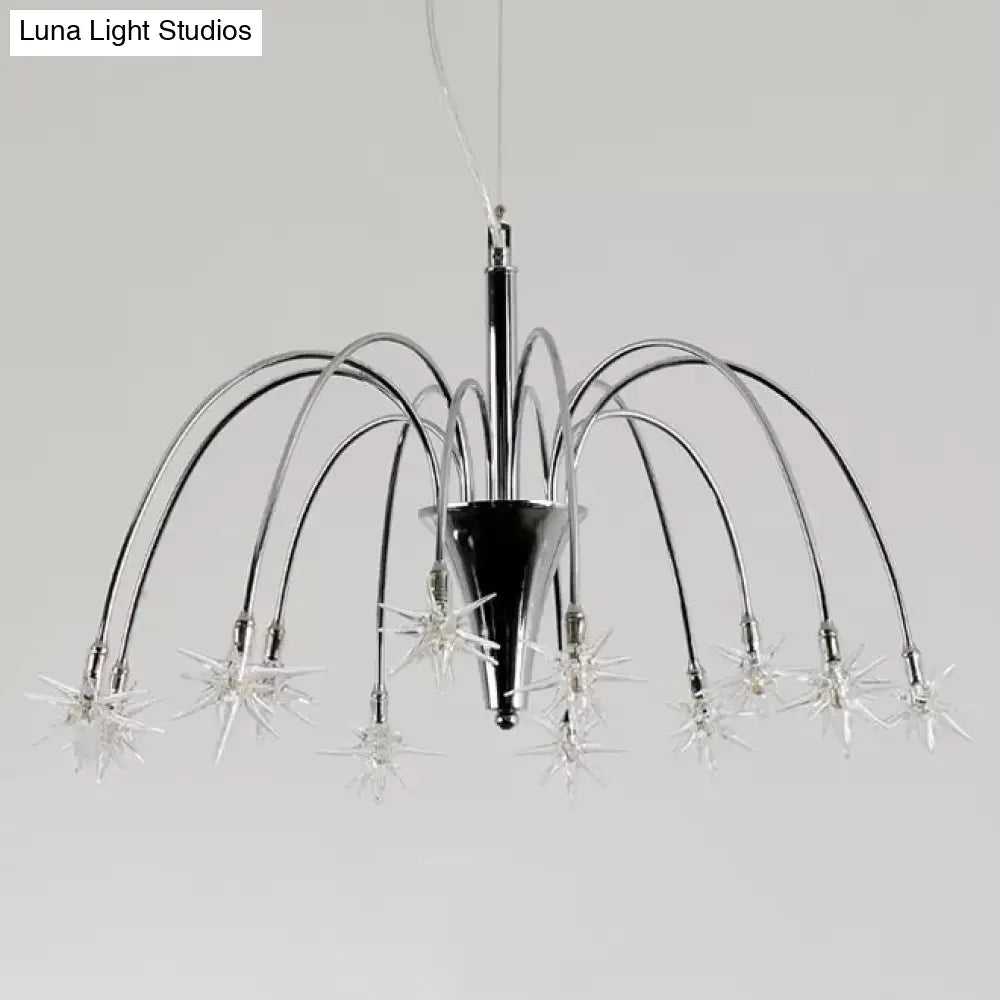 Silver Finish Firework Pendant Chandelier - Metal Romantic Pretty Ideal For Dining Room
