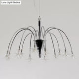 Silver Finish Firework Pendant Chandelier - Metal Romantic Pretty Ideal For Dining Room