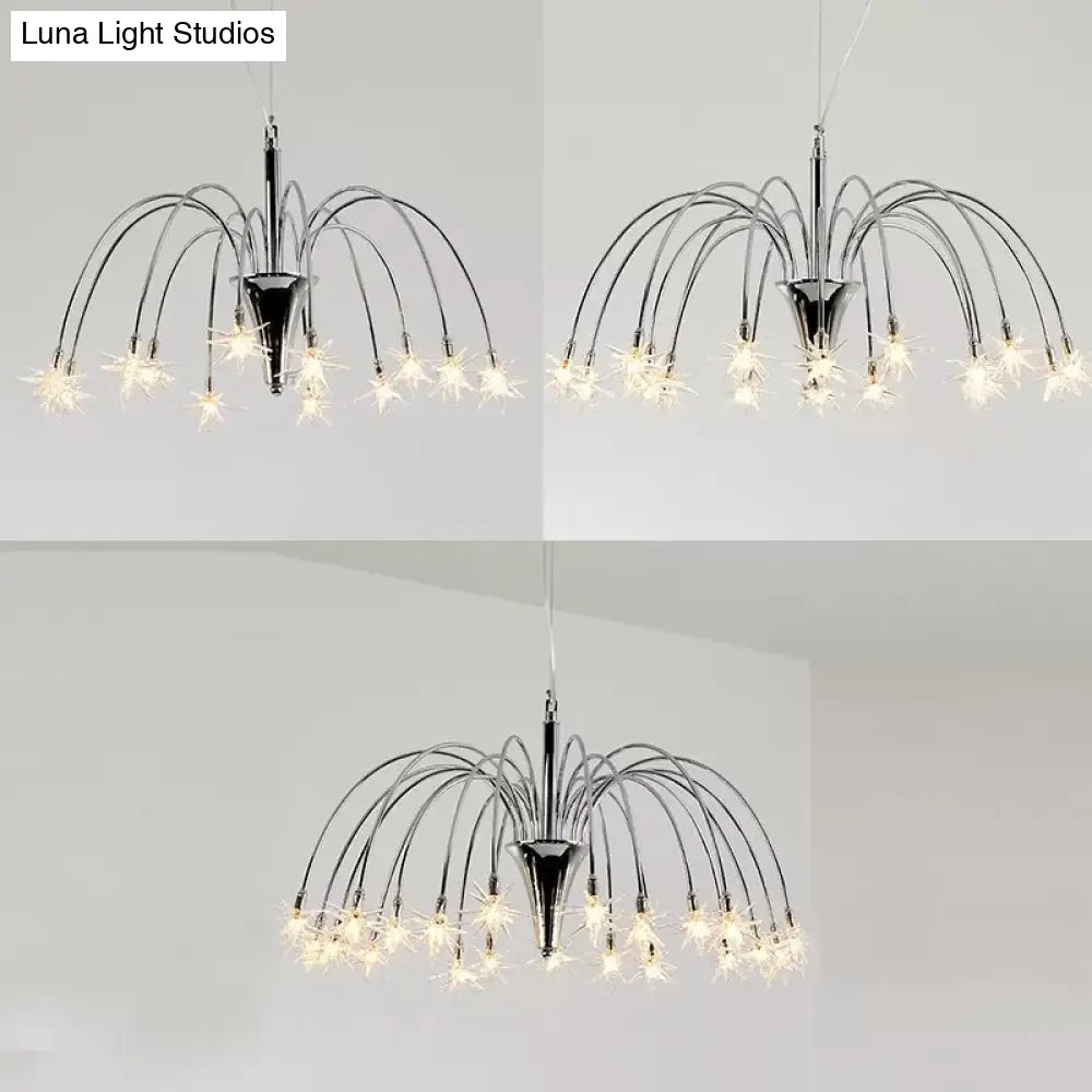 Silver Finish Firework Pendant Chandelier - Metal Romantic Pretty Ideal For Dining Room