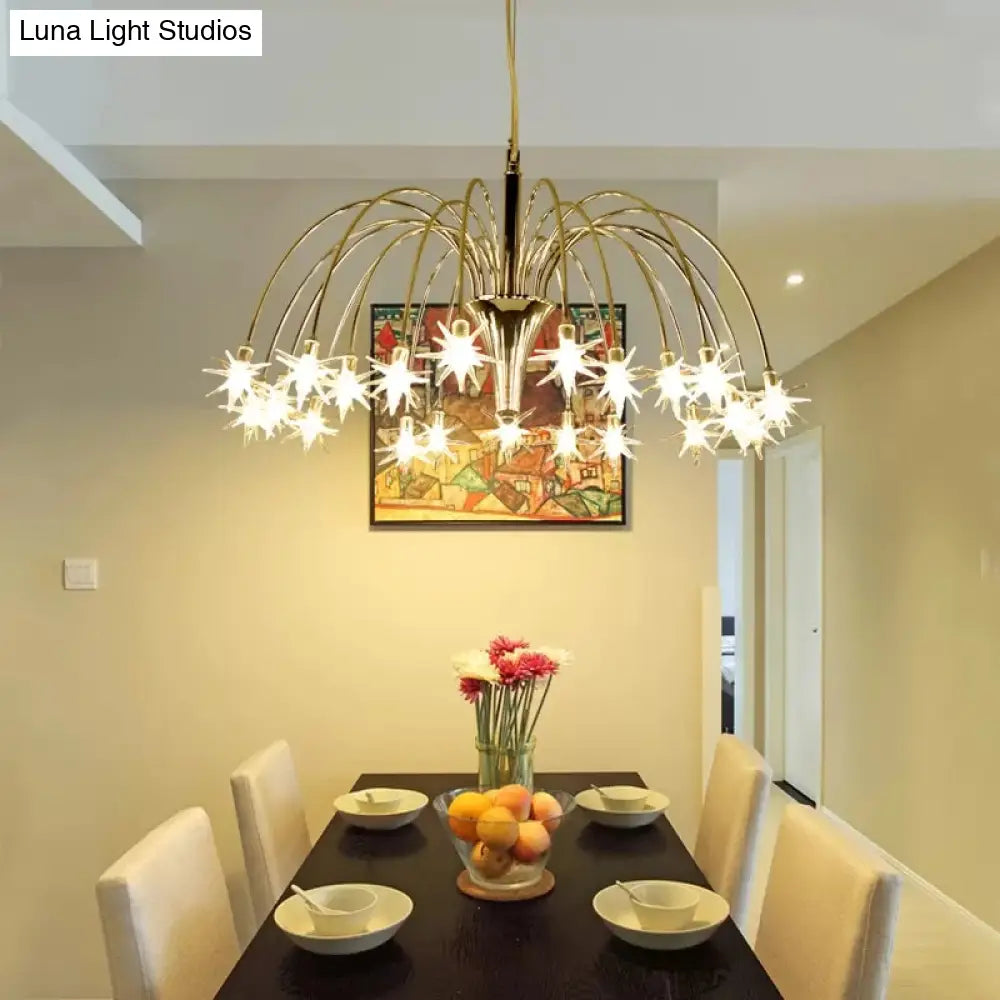 Silver Finish Firework Pendant Chandelier - Metal Romantic Pretty Ideal For Dining Room