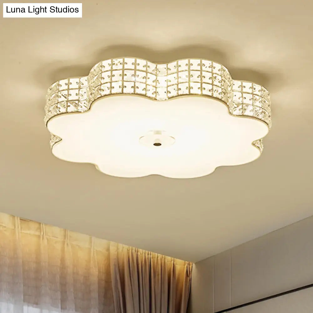 Silver Flower Ceiling Lamp: Simple Style Led Flush Mount Light Fixture For Bedroom -