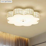 Silver Flower Ceiling Lamp: Simple Style Led Flush Mount Light Fixture For Bedroom -