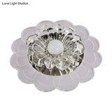 Silver Flush Mount Led Ceiling Light Fixture With Clear Crystal Flower Design - Warm/Multi Color