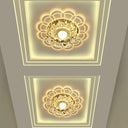 Silver Flush Mount Led Ceiling Light Fixture With Clear Crystal Flower Design - Warm/Multi Color