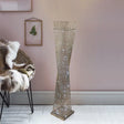 Silver Metal Led Floor Lamp Twisted Cuboid Design For Study Room Décor