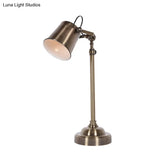 Silver Metallic Bell Adjustable Table Lamp - Antiqued 1-Light For Study Room Or Reading