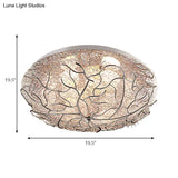 Silver Modern Metal Circle Flush Mount Ceiling Light For Contemporary Living Room