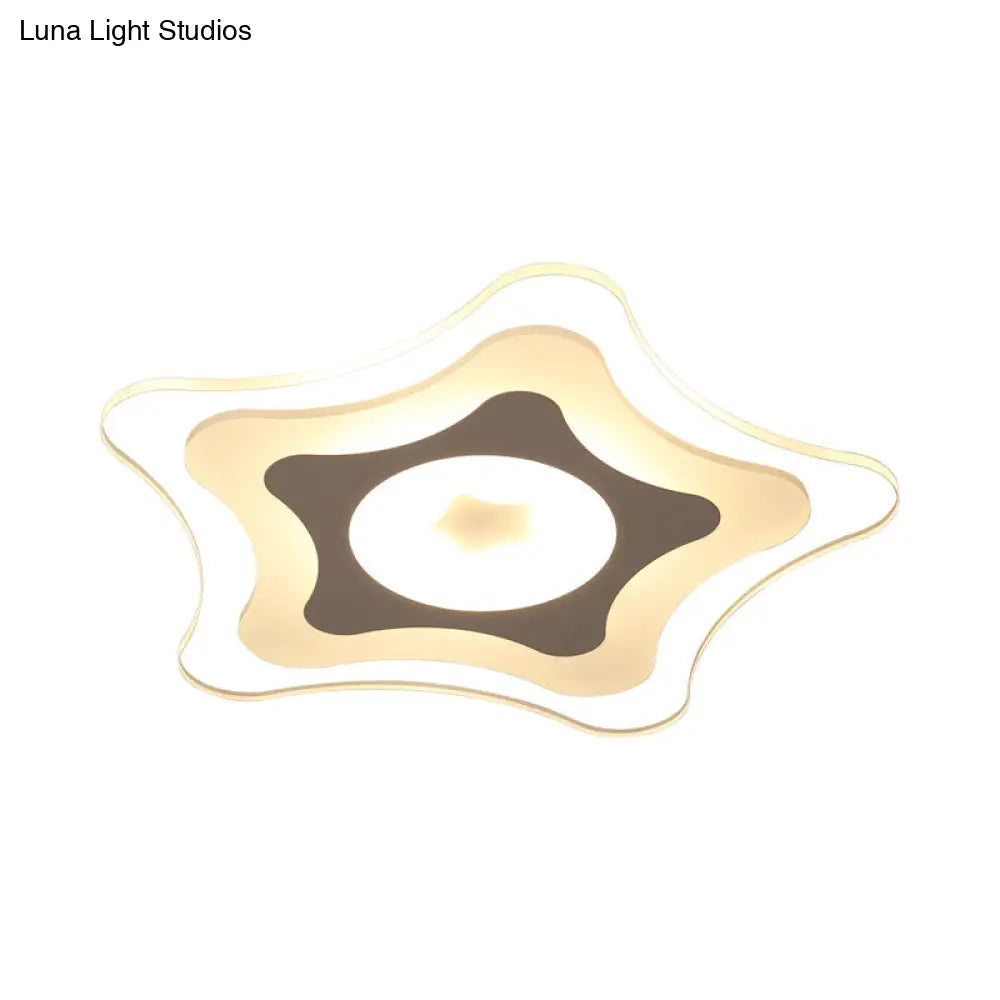 Simple Acrylic Led Flush Ceiling Light With Five - Pointed Star Design - Warm/White/3 Color