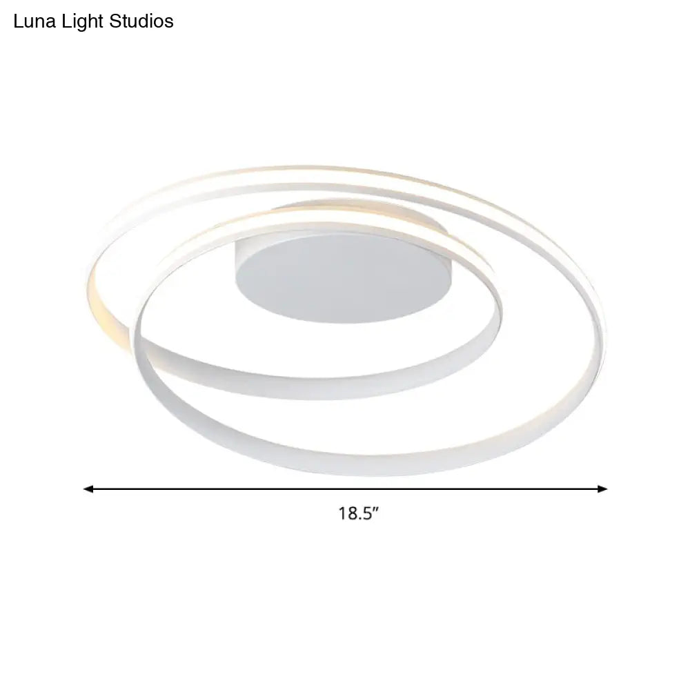Simple Acrylic Led Loop Ceiling Lamp In Black/White - 18’/23.5’ Wide Flush Light Fixture With