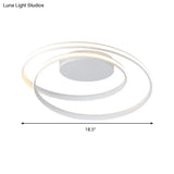 Simple Acrylic Led Loop Ceiling Lamp In Black/White - 18’/23.5’ Wide Flush Light Fixture With