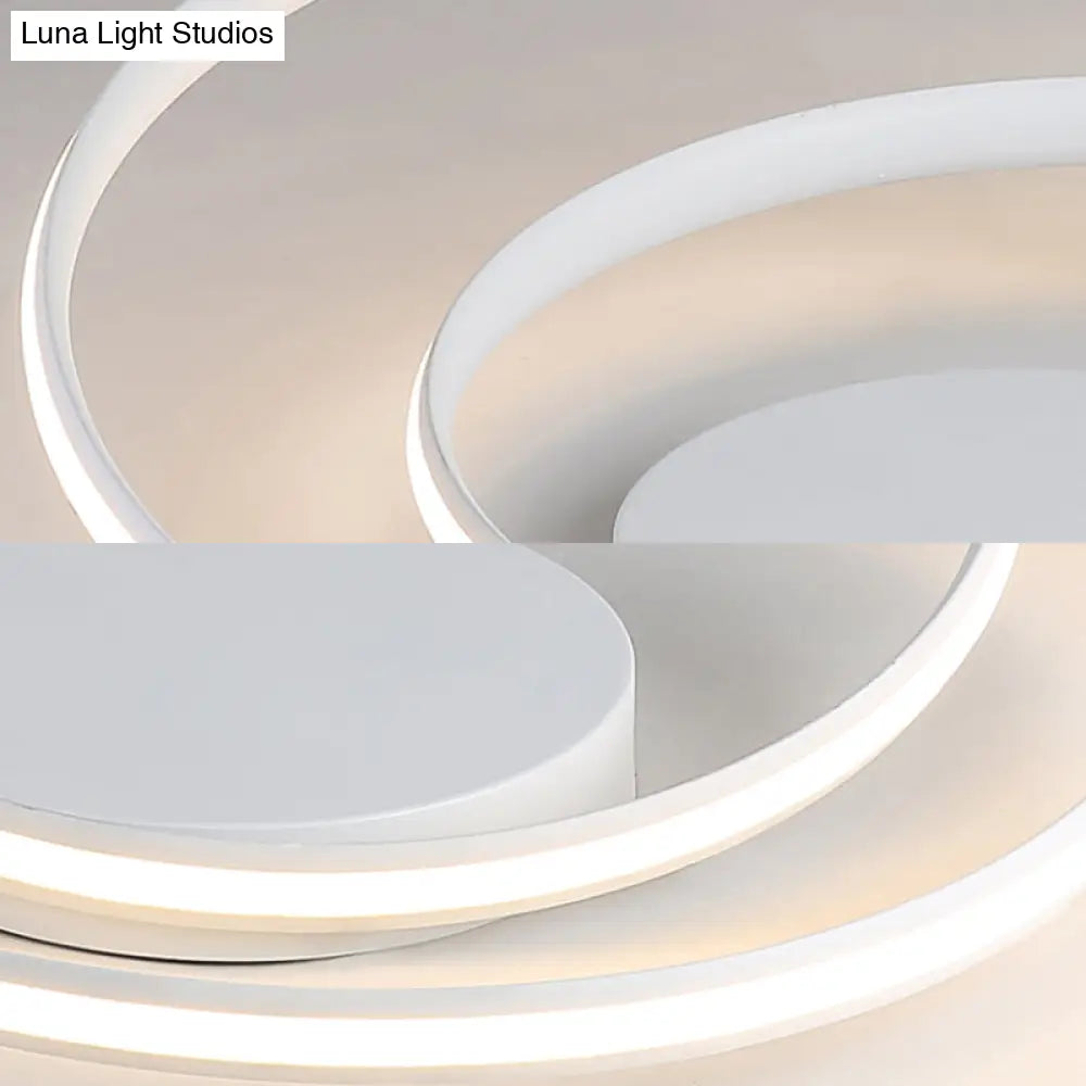 Simple Acrylic Led Loop Ceiling Lamp In Black/White - 18’/23.5’ Wide Flush Light Fixture With