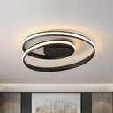 Simple Acrylic Led Loop Ceiling Lamp In Black/White - 18’/23.5’ Wide Flush Light Fixture With