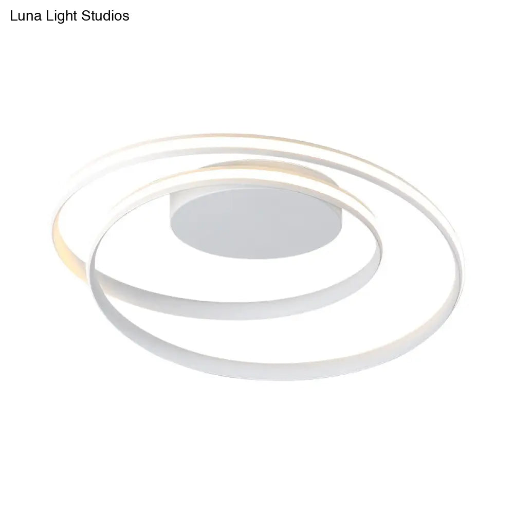 Simple Acrylic Led Loop Ceiling Lamp In Black/White - 18’/23.5’ Wide Flush Light Fixture With