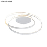 Simple Acrylic Led Loop Ceiling Lamp In Black/White - 18’/23.5’ Wide Flush Light Fixture With