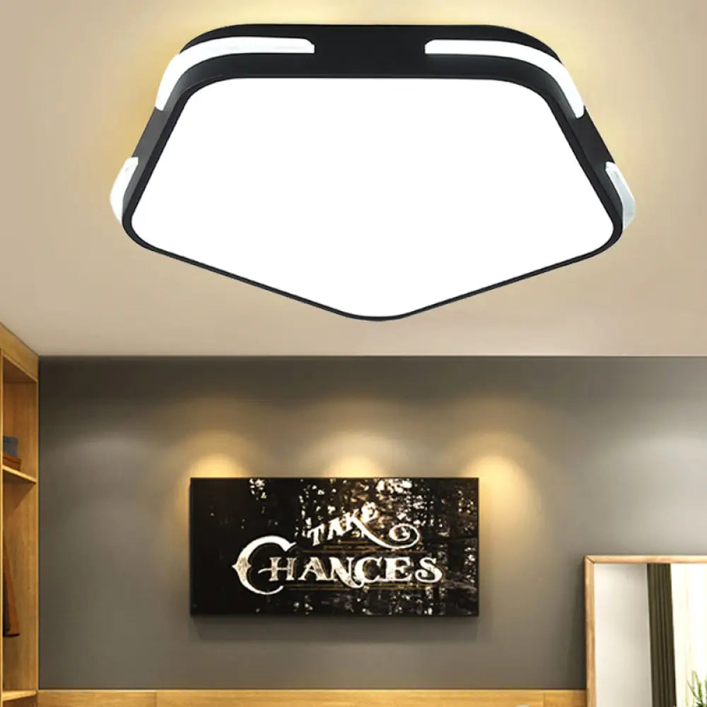 Simple Acrylic Pentagon Ceiling Light For Living Room Flush Mount Black / 16’ Remote Control