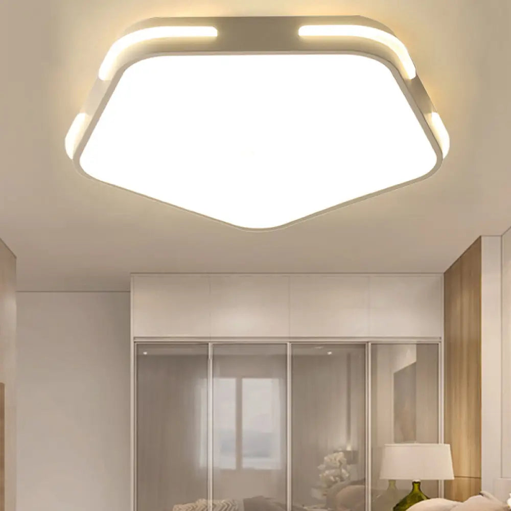 Simple Acrylic Pentagon Ceiling Light For Living Room Flush Mount White / 16’ Remote Control