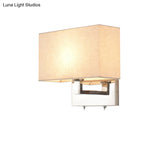 Simple Beige Fabric Led Wall Light Sconce For Bedroom