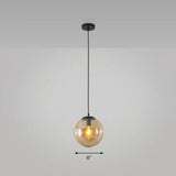 Simple Black Glass Pendant Light With Single-Bulb For Restaurant Ceilings / 6’ Amber