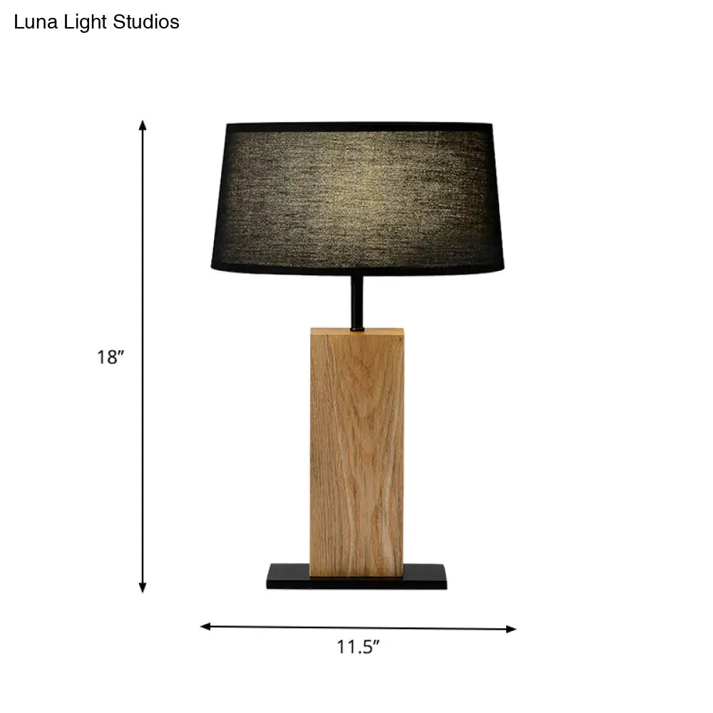 Simple Black Night Light Table Lamp With Wood Stand - Perfect For Living Room