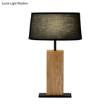 Simple Black Night Light Table Lamp With Wood Stand - Perfect For Living Room
