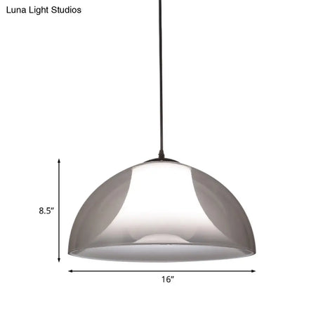 Simple Black Semicircle Pendant Light With Clear Glass - 1 Bulb Ceiling Suspension Lamp