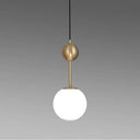 Simple Brass Bedroom Pendant Light with Milk Glass Shade Brass