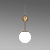Simple Brass Bedroom Pendant Light with Milk Glass Shade Brass