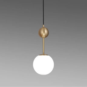 Simple Brass Bedroom Pendant Light with Milk Glass Shade Brass