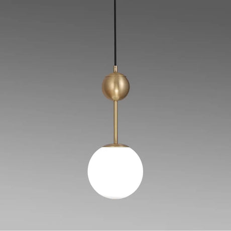 Simple Brass Bedroom Pendant Light with Milk Glass Shade Brass