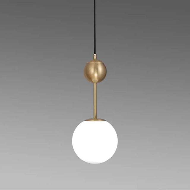 Simple Brass Bedroom Pendant Light with Milk Glass Shade Brass