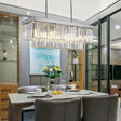 Simple Clear Crystal Block Island Light - 10 Lights Rectangular Pendant 31.5/39 Wide / 31.5