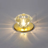 Simple Clear Crystal Gemstone Shaped Flush Ceiling Light For Hallways - Mount Fixture / Warm