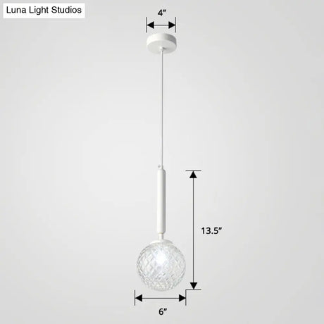 Simple Clear Glass Ball Pendant Lamp - 1-Light Suspension Lighting For Bedroom