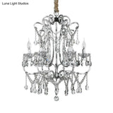 Simple Crystal Bedroom Chandelier - Curvy Design 5/6 Lights Silver Suspension Lighting