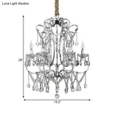 Simple Crystal Bedroom Chandelier - Curvy Design 5/6 Lights Silver Suspension Lighting