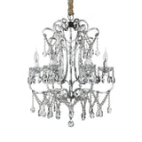 Simple Crystal Bedroom Chandelier - Curvy Design 5/6 Lights Silver Suspension Lighting 5 /