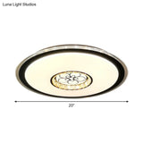Simple Crystal Block Led Black Flush Lamp - Round Ceiling Mount With Loving Heart Pattern