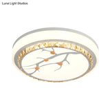 Simple Crystal Drum Ceiling Flush Mount - White Led Light For Bedroom (White/3 Color A/B)