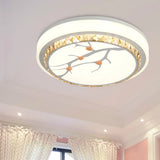 Simple Crystal Drum Ceiling Flush Mount - White Led Light For Bedroom (White/3 Color A/B)